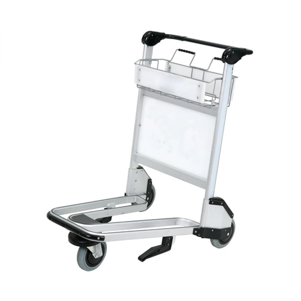 

Round Handle Stainless Steel Airport Baggage Trolley With Auto Brake