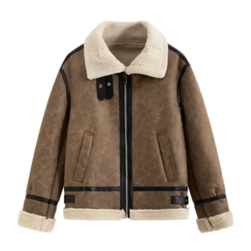 

PU Leather Coats Lamb Cashmere PU Leather Jacket Mens Plus Velvet Men Winter Warm Motorcycle Thickened Leather Coat Man Fleece
