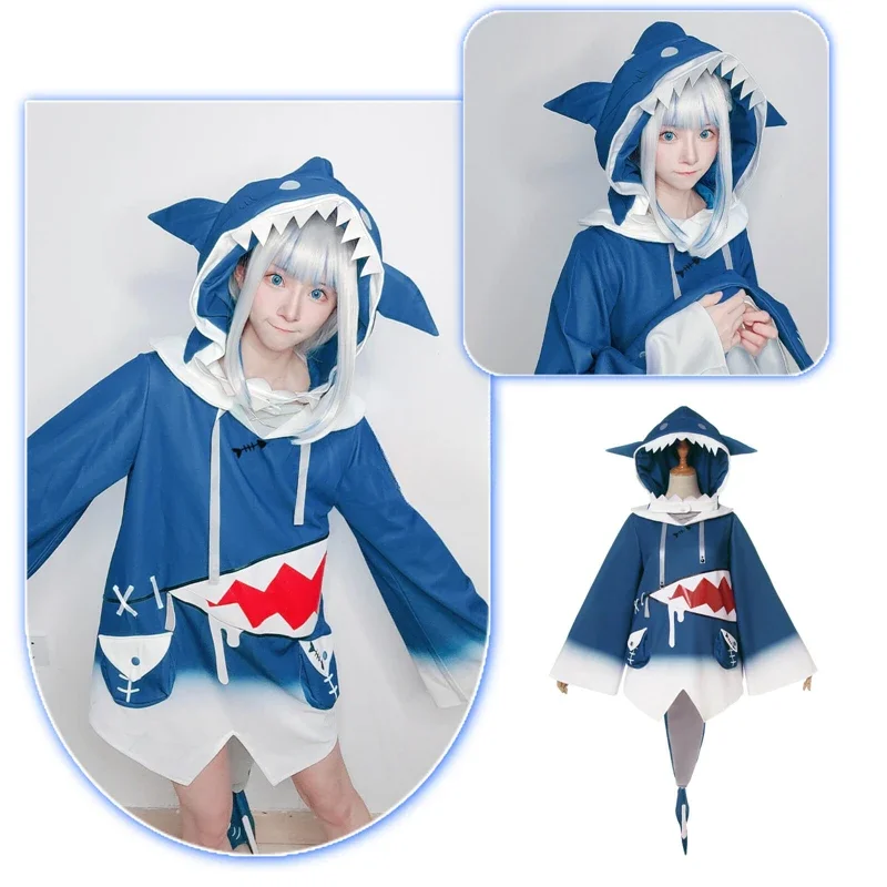 Hololive Gawr Gura Costume Cosplay ENG Shark Costume per le donne Halloween Youtuber Cosplay Set completo Coda