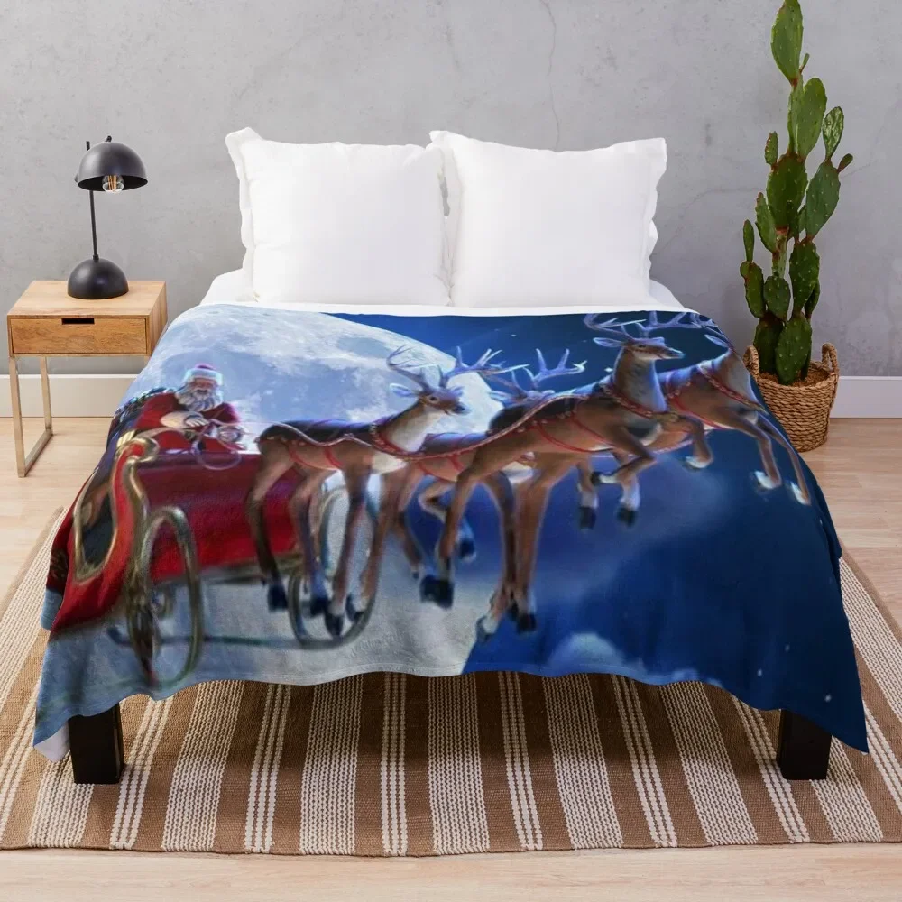 SANTA'S SLEIGH Throw Blanket Bed Fashionable Decorative Throw Blankets