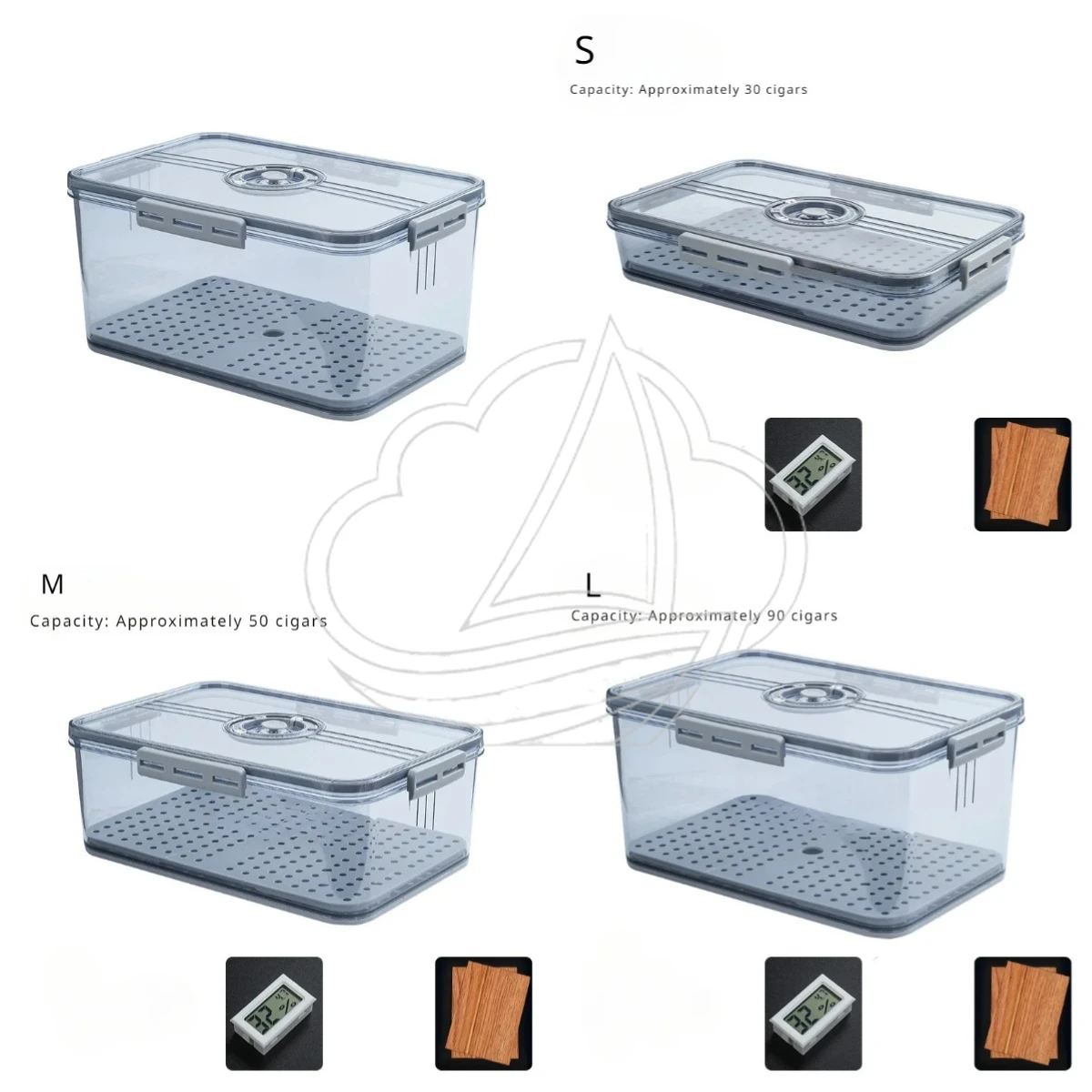 Used for Storing Cigar Humidor Sealed Portable Large Capacity Transparent Box Moisture-proof and Insect Proof Cigar Box