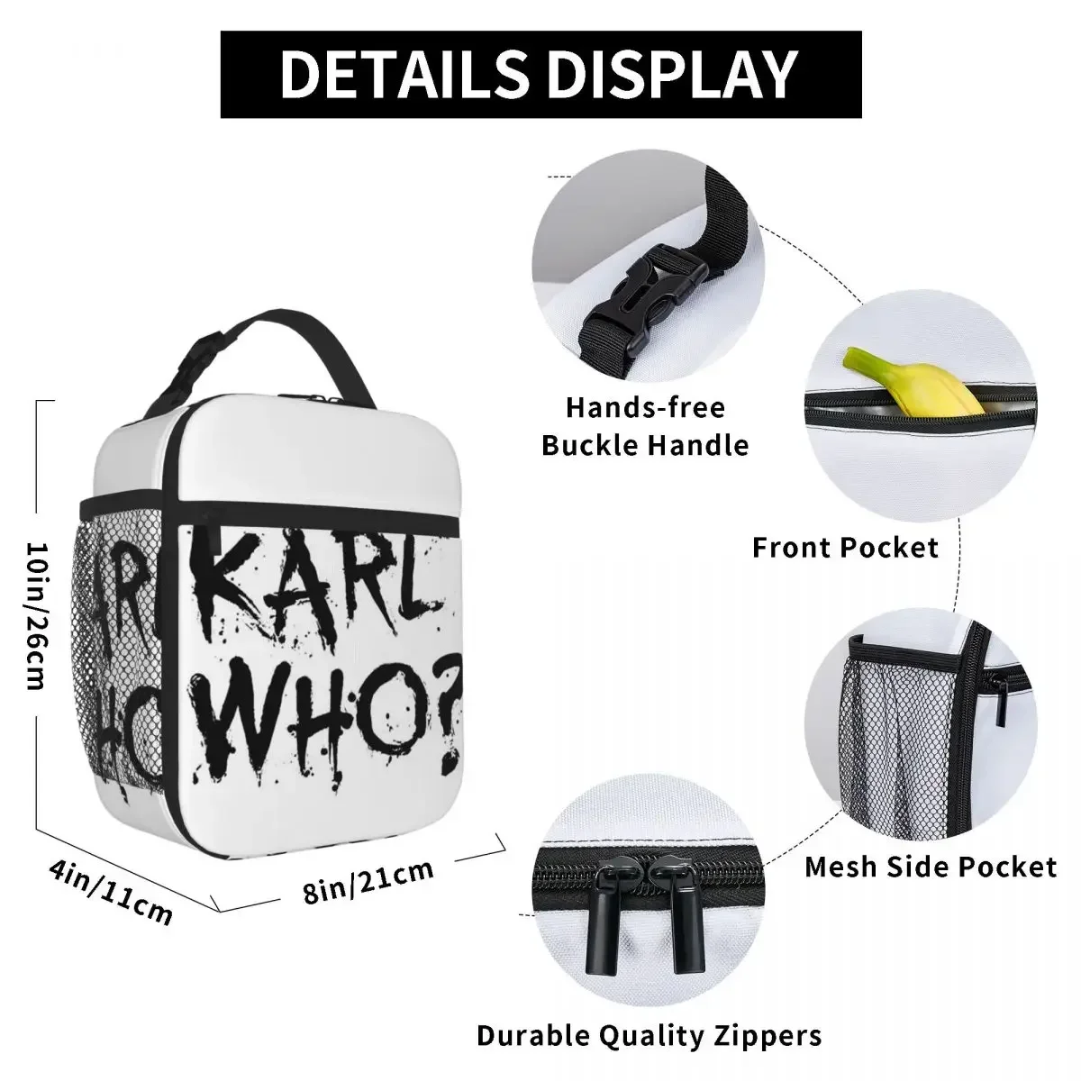 Karl Who Insulated Lunch Bags Resuable Picnic Bags Thermal Cooler Lunch Box Lunch Tote for Woman Work Kids School