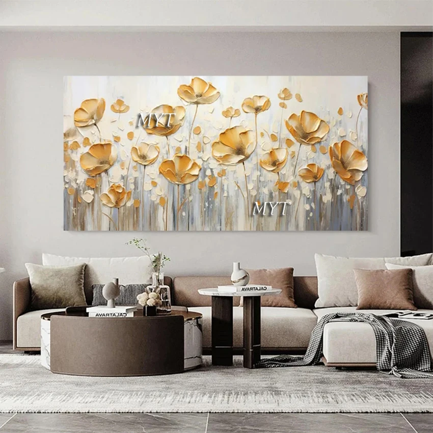 Large Size Canvas Abstract Art Decoration, Acrylic Knife Painting, Unframed Artwork, Modern Flowers Landscape 3D Picture Wall