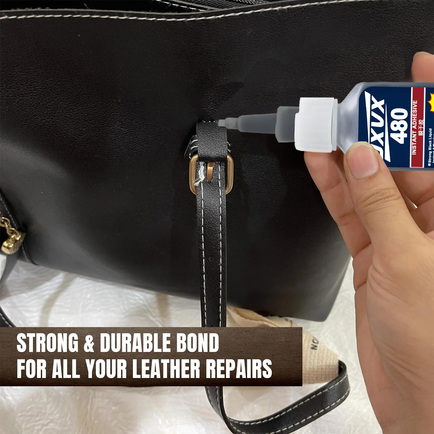 6pcs 480 Black Super Strong Glue Instant Quick-drying Black Cyanoacrylate undiluted solution Adhesive (0.7oz)Leather Rubber Tyre, plastic andTires, Bonding Liquid Glue Tool,Includes distributor.