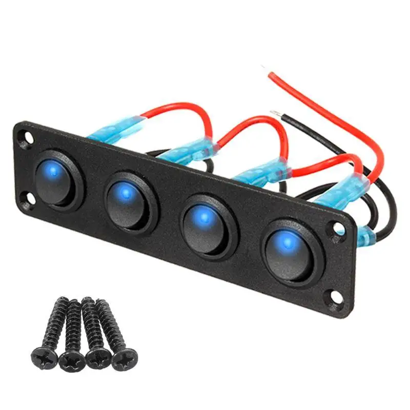 1-6 Buttons 12V Marine Rocker Switch Panel 1 Set Universal Toggle Switch for RV Off-road Yacht Power Control Upgrade