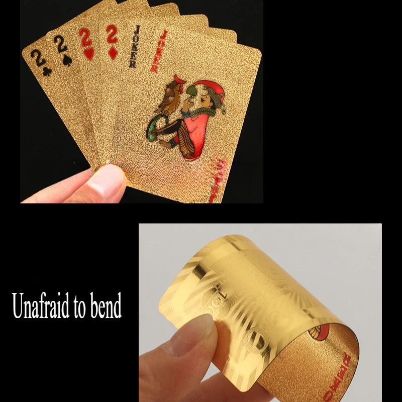 Gold foil playing cards 24k gold and silver dollars washable pvc poker