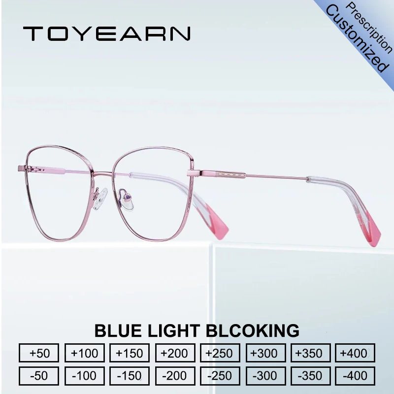 

TOYEARN New Cat Eye Glasses Women Myopia Prescription Hyperopia Reading Glasses Blue Light Blocking Optical Eyeglasses Frame