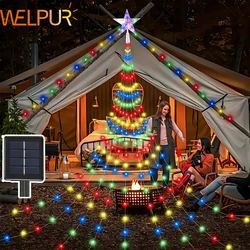 2025 NEW Christmas Decorations String Light Solar Pentagram Waterfall Light Outdoor Fairy Waterproof Camping Light Garden Decor