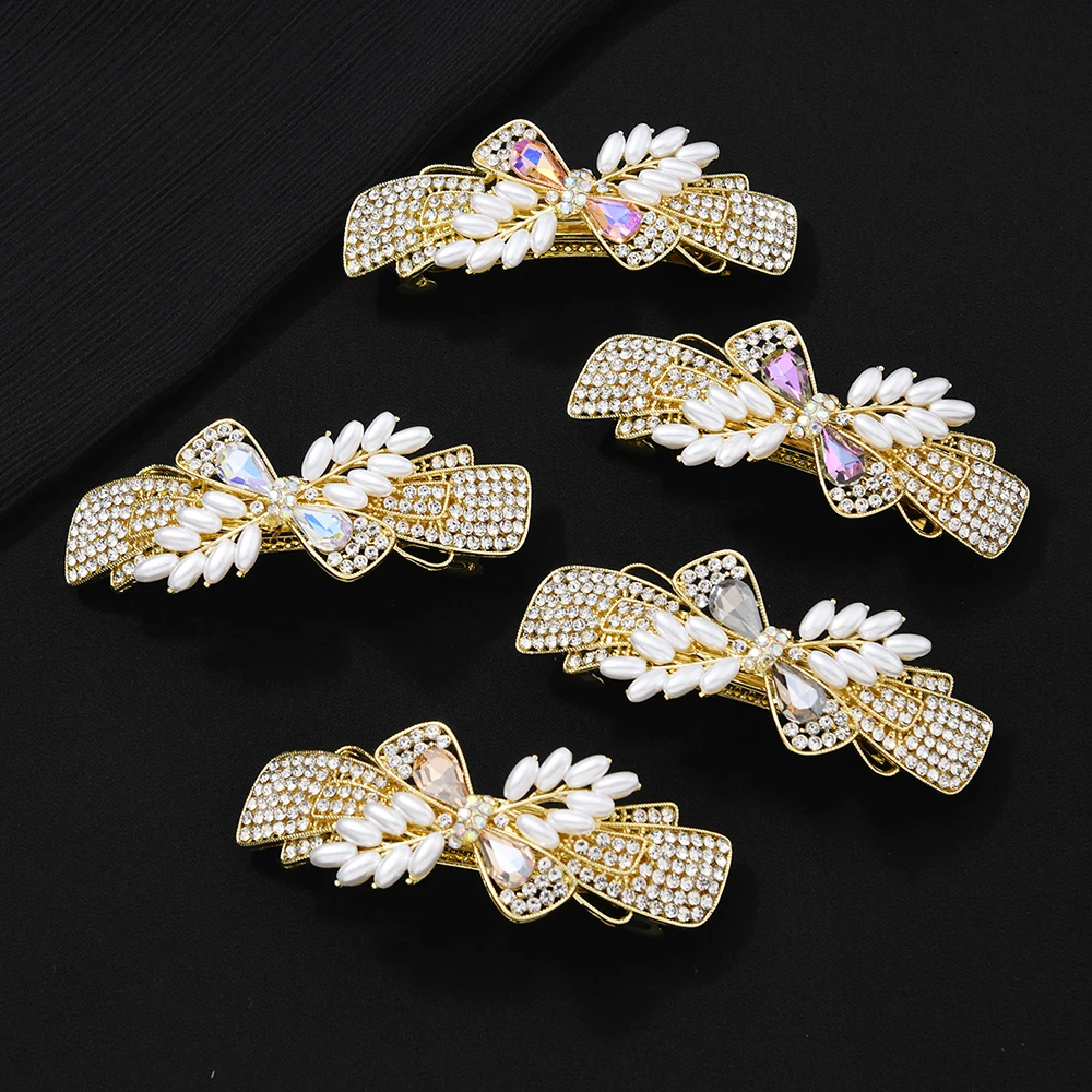 

Elegant large hair clips, girls' hair accessories, bow spring clips, colorful crystal hair accessories, hair accessories