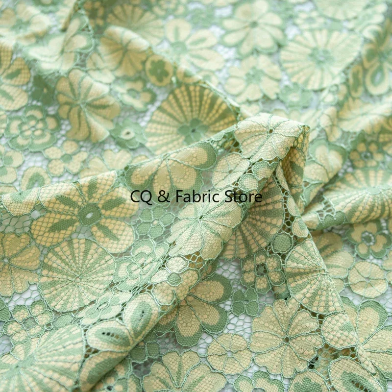 Tessuto di pizzo morbido Tessuto di maglia ricamato cavo verde per abiti Cheongsam Accessori fai da te