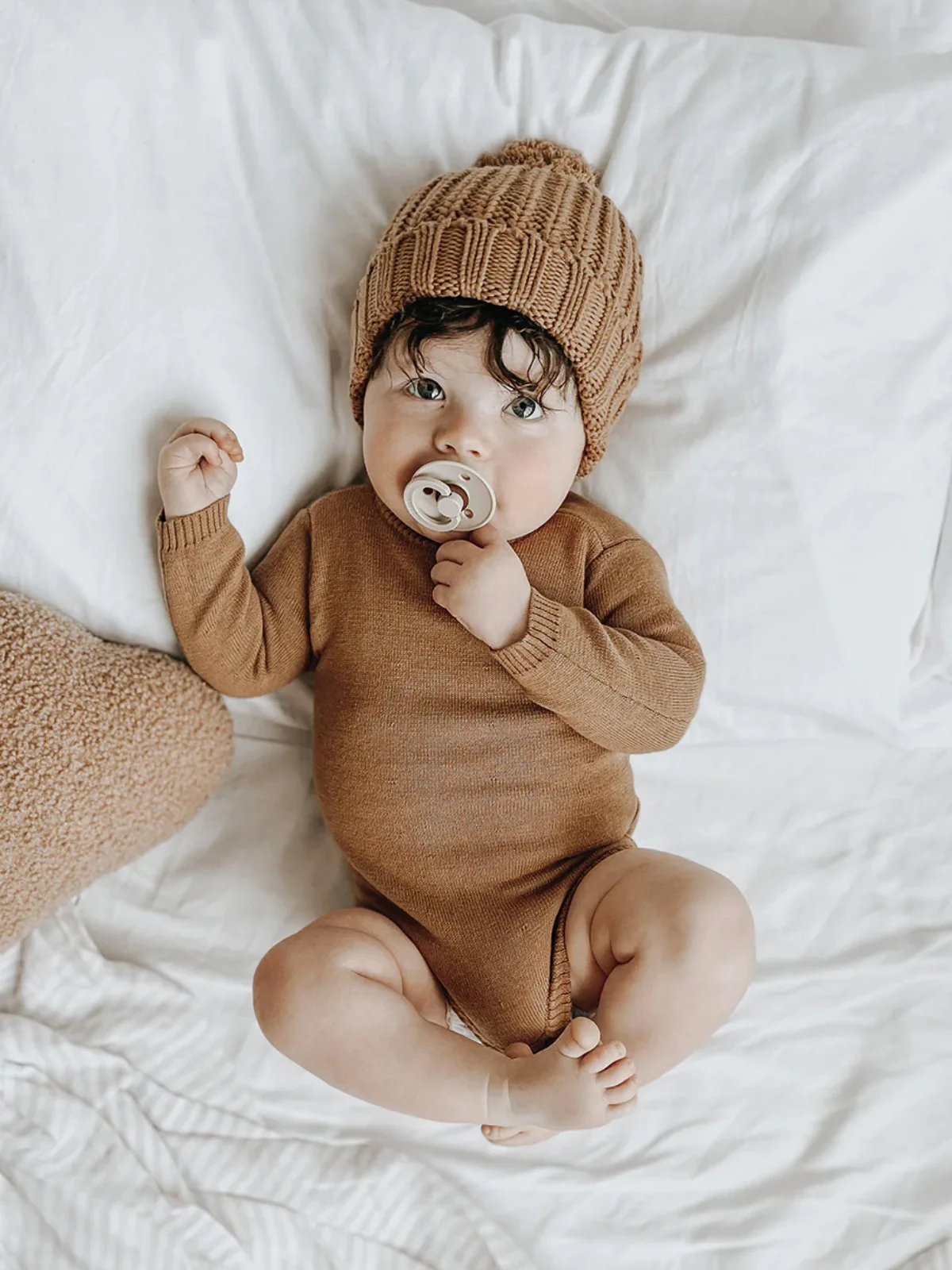 

2024 Autumn New Baby Long Sleeve Knit Bodysuit Newborn Solid Sweater Toddler Boy Cotton Knitted Jumpsuit Infant Girl Clothes