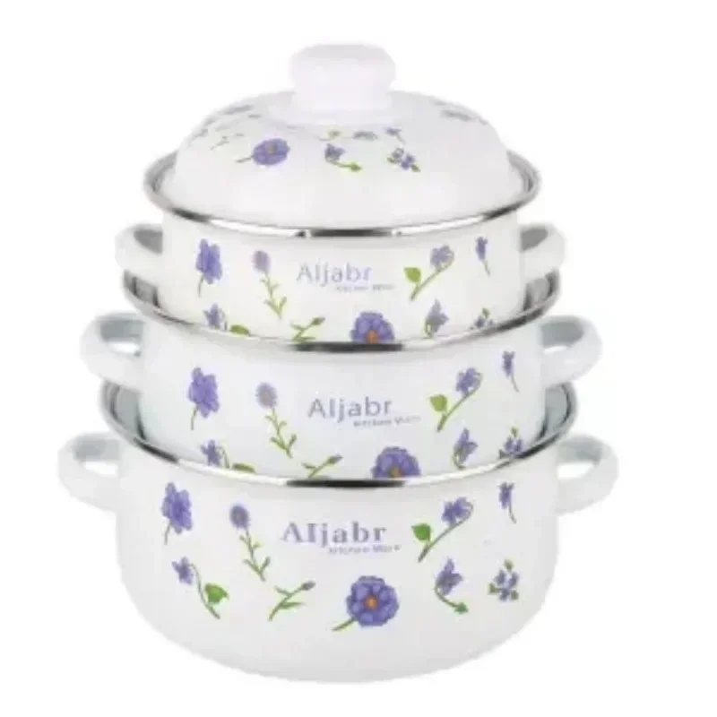 

Soup Pot Stew Three-piece Enamel Soup Pot Thickening Pan Hotpot Ollas De Cocina