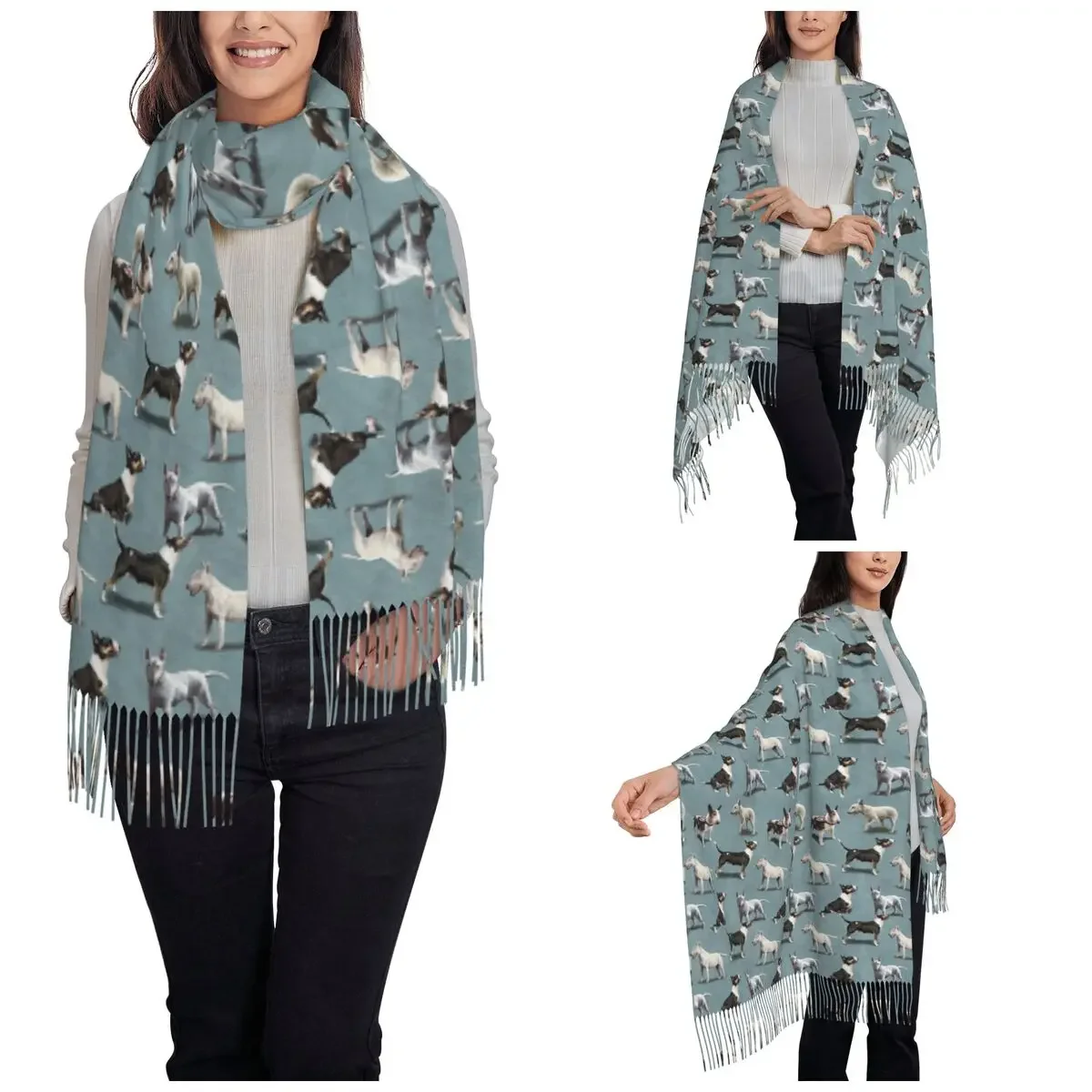 The Bull Terrier Dog Shawl Wraps Women Winter Large Soft Scarf Pashmina Shawl Scarves