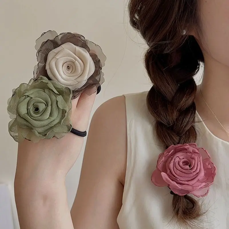 1 unidad de flores de rosas secas, cuerda para la cabeza, nueva sudadera con capucha de cuero de alta gama para mujer, tocado, cuerda para el cabello, sensación Premium, estiramiento del cuero cabelludo