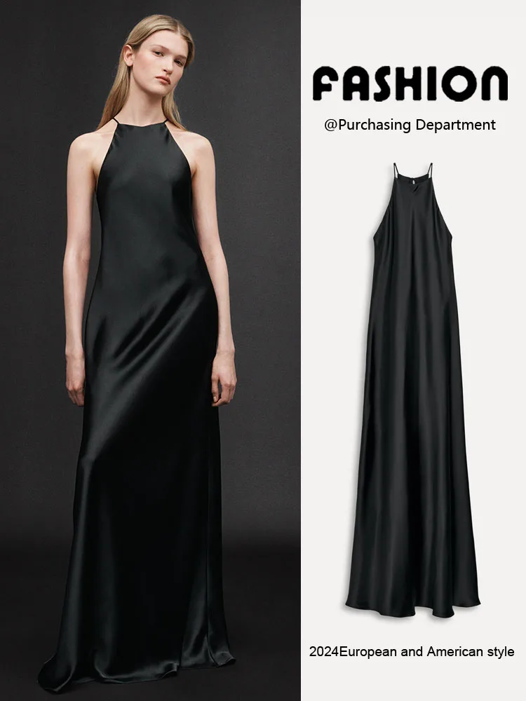 

New Summer Faion Women's Dr Comfortable Svel Silk Satin Texture Midi Skirt Sle 38633 Ele Gown