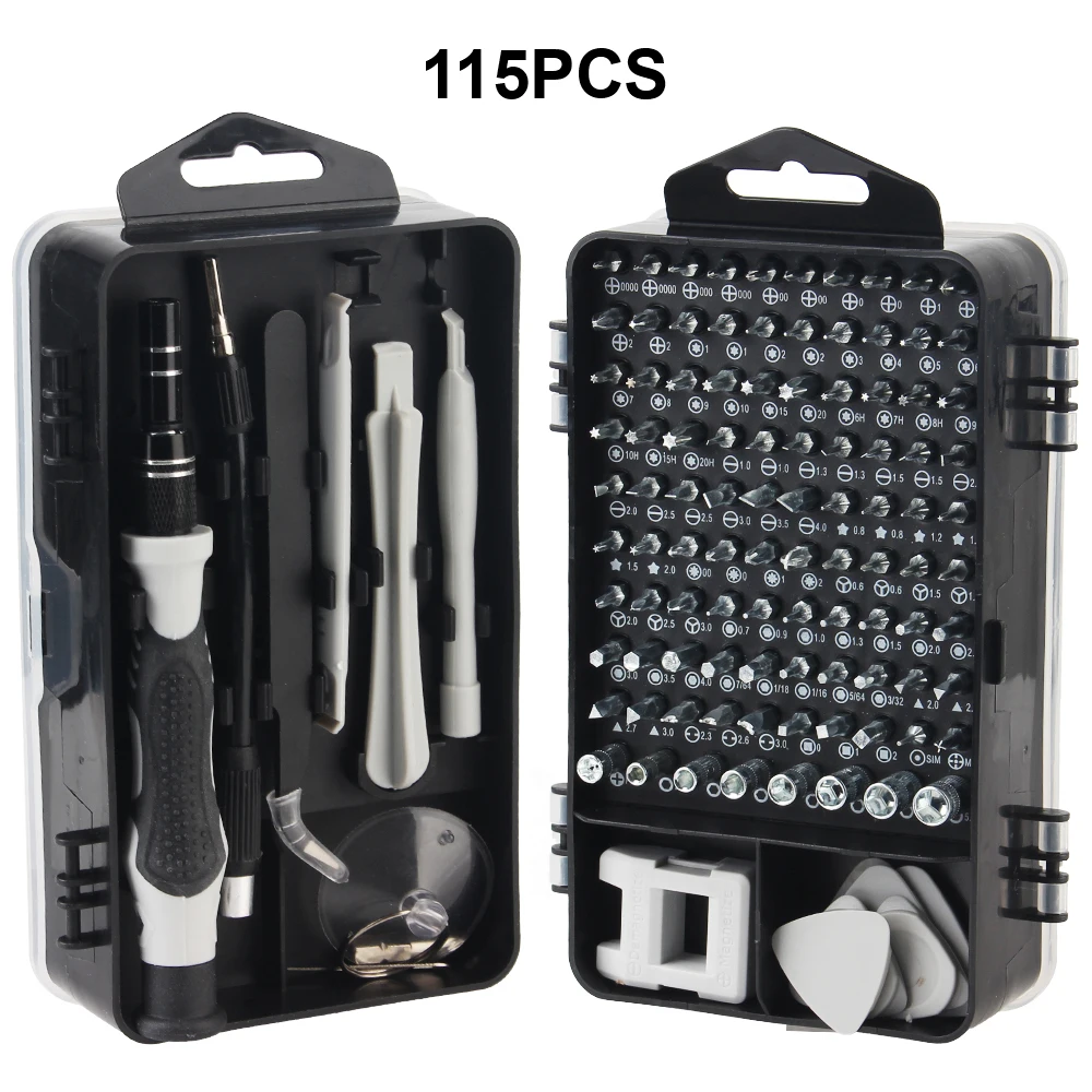 Juego de destornilladores de precisión Phillips Torx, dispositivo de reparación de teléfonos hexagonales, juego de brocas magnéticas, Kit de herramientas manuales 115 en 1