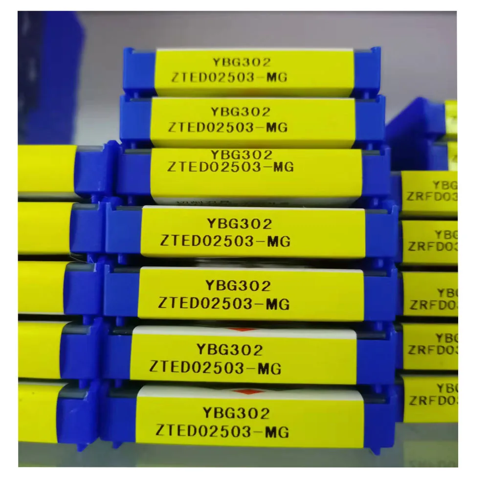 Sisipan Grooving Karbida ZTED02503-MG YBG302 Asli untuk Baja Tahan Karat dan Besi Cor