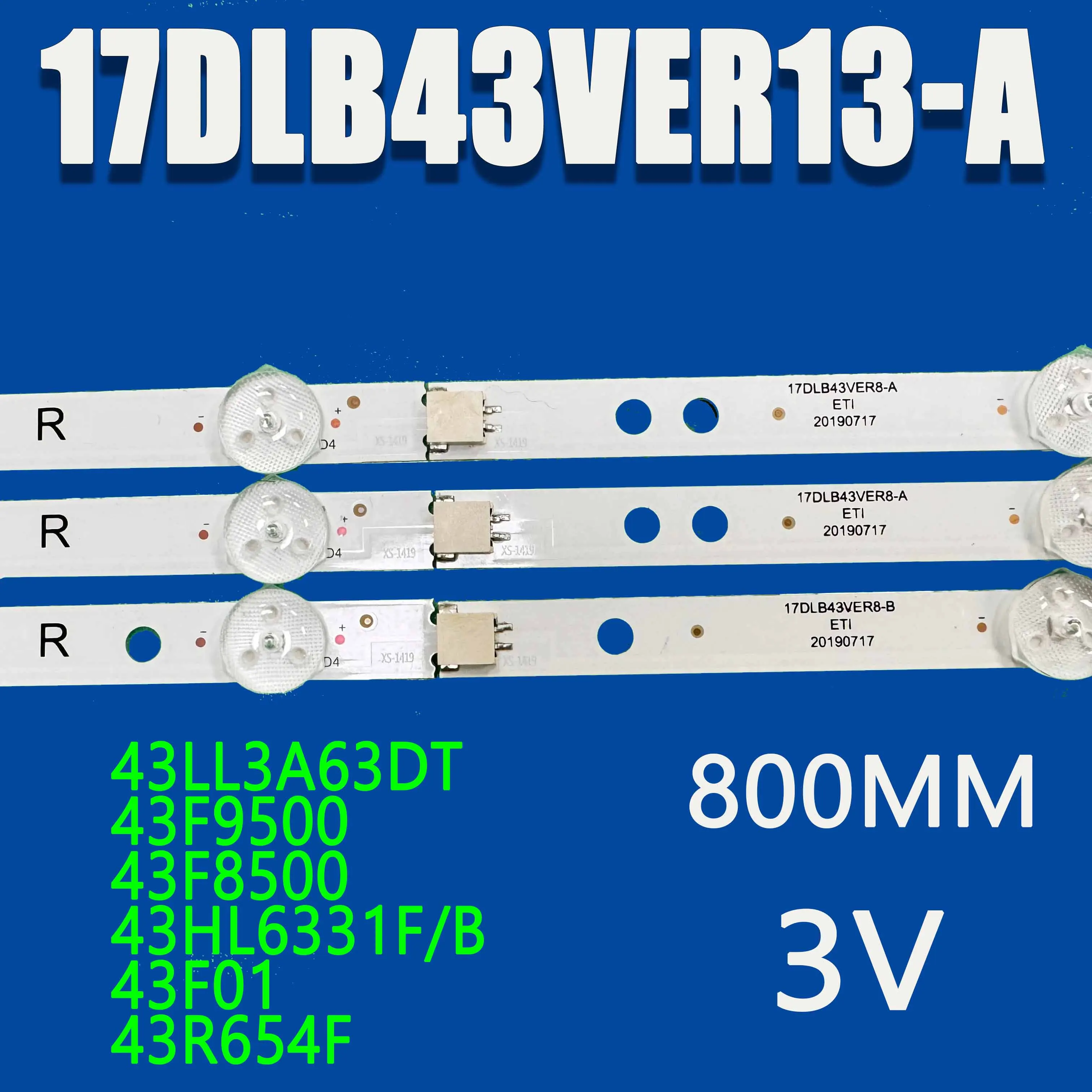 801mm 7LED LED Strip(3) For JVC LT-43C700(A) LT-43C700C LT-43C700B LT-43VF3000 17DLB43VER13-A B VES430UNDH-2D-N44