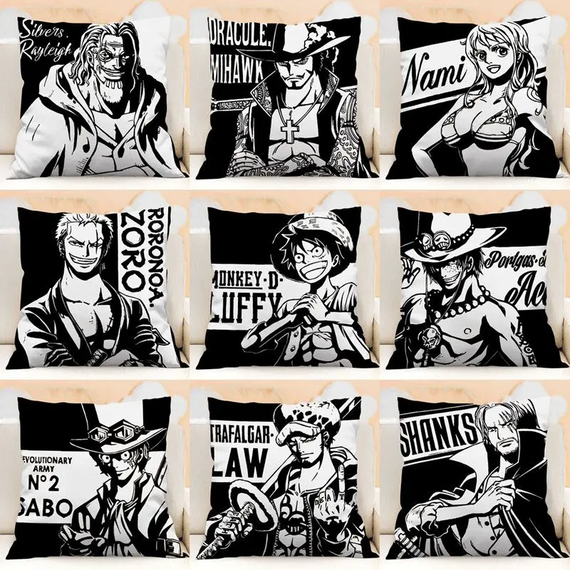 19 Styles One Piece Polyester Cushion Cover Luffy Roronoa Pillow Living Room Chair Sofa Case Home Decoration Boys' Holiday Gifts