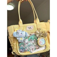 JIAERDI Harajuku Yellow Handbag Tote Bag Women Transparent Casual Crossbody Bags Itabag Ladies Canvas Messenger Bag 2025 New