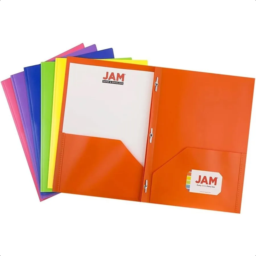 

Plastic Color POP Folders 2 Pocket Durable Folders with Metal Prongs Fastener Clasps Assorted Primary Colors 6 Pack