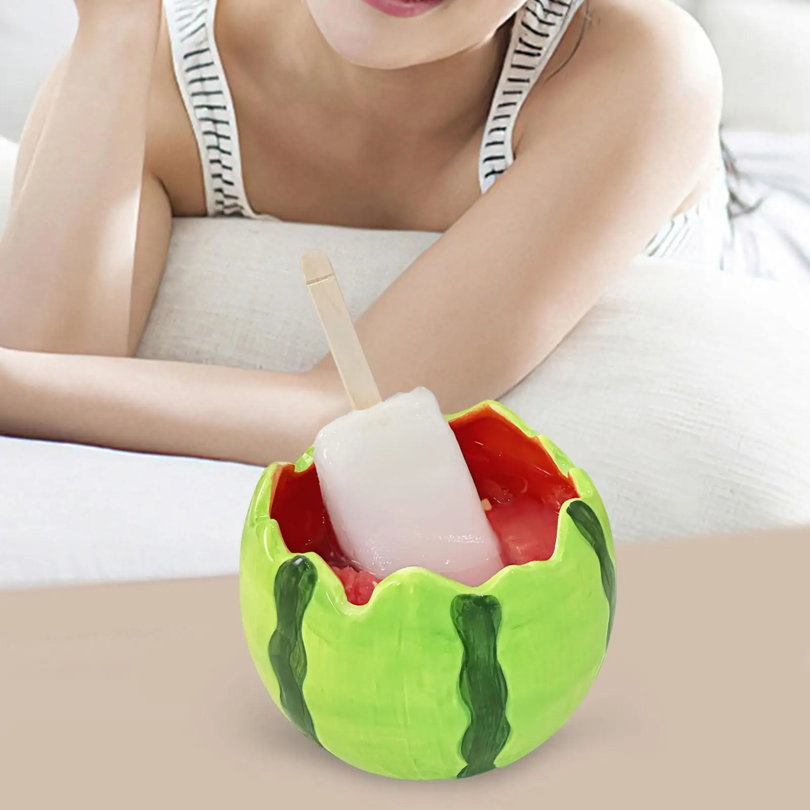 

Watermelon Shaped Ceramic Bowl Decorative Eating Bowl Food Porcelain Bowl Dessert Bowl for Food Cereal Nuts Snack Appetizer