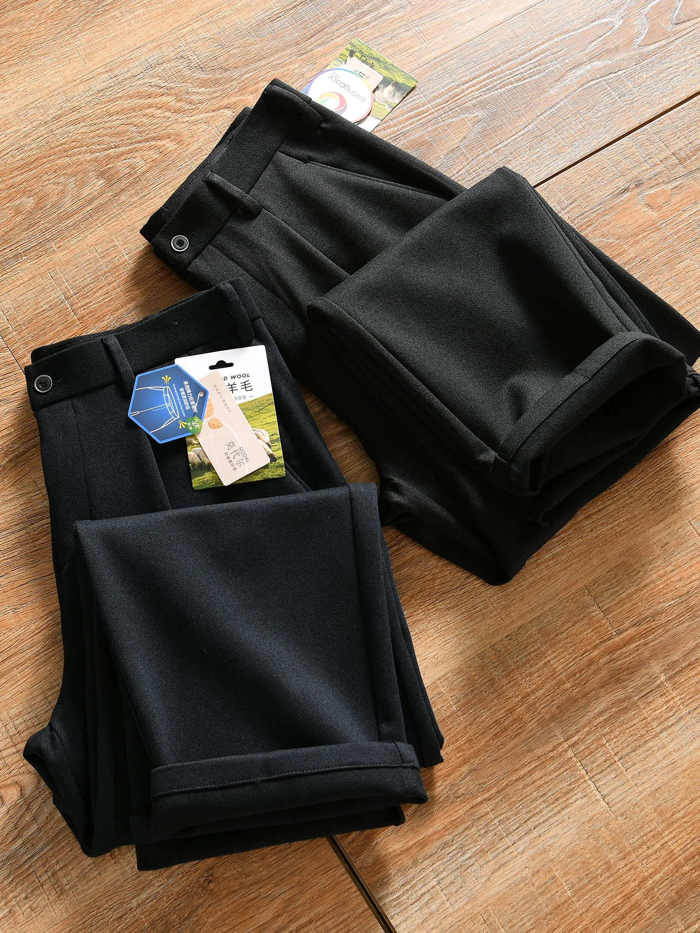 Men's Casual Straight Leg Pants Wool Blend Thickened Loose Fit Autumn Winter Fashionable Long Trousers Comfortable Breathable