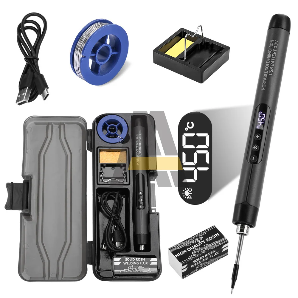 Multifunctional USB Digital Electric Soldering Iron Set Kits 300-450℃ Temperature Adjustable Type-C Solder Welding Iron Tools