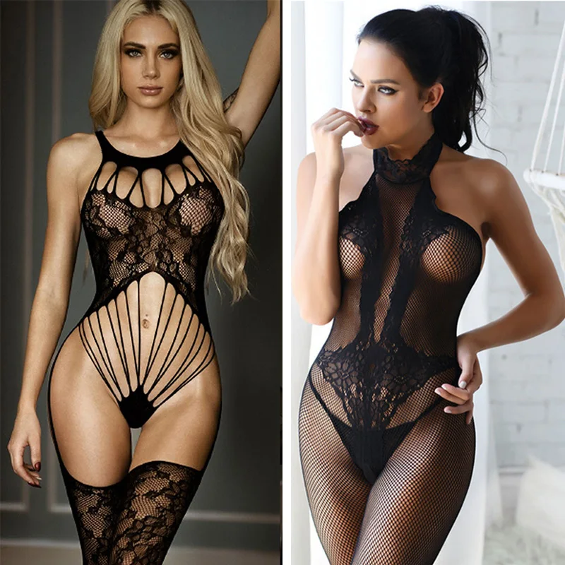 Sexy Fishnet Bodysuit Women Crotchless Erotic Tights Lingerie Ladies Bodystockings Erotic Mesh Clothes Nightclubs Sex Underwear