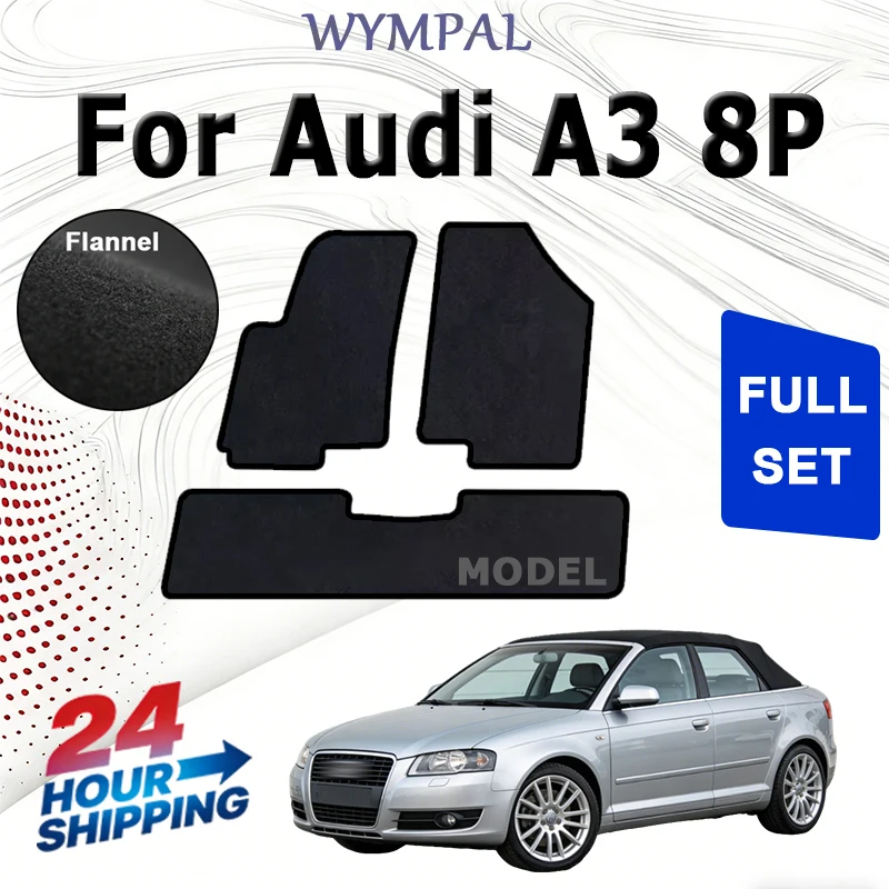 

Nylon Suede Velour rugs set for Audi A3 8P hatchback Sportback convertible (2003-2011) -Black