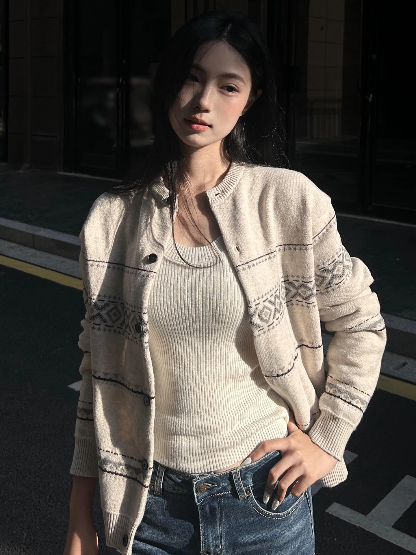 

Lazin Sle Men's Knitted Sweater Coat Casual Comfortable Slim Fit Commute Autumn Faion Couple's Open Cardigan