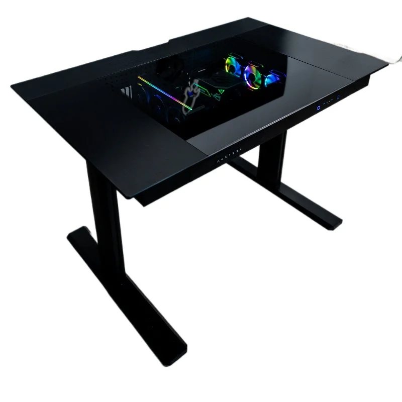 

R Computer chassis integrated table, solid aluminum alloy surface transparent drawer large chassis electric