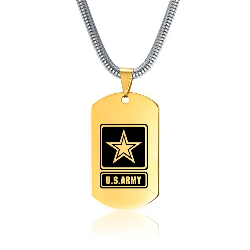 Fashion Jewelry DIY U.S. Army Logo Laser Custom Men's Tag Pendant Necklaces Stainless Steel Pendants Military Army  Engrave Name