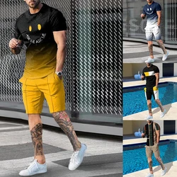 Mode Sportswear Trainings anzug Set Männer Hip Hop 3D Kleidung übergroße Sport T-Shirt Shorts Jogging Set männlich 2 Stück Sets