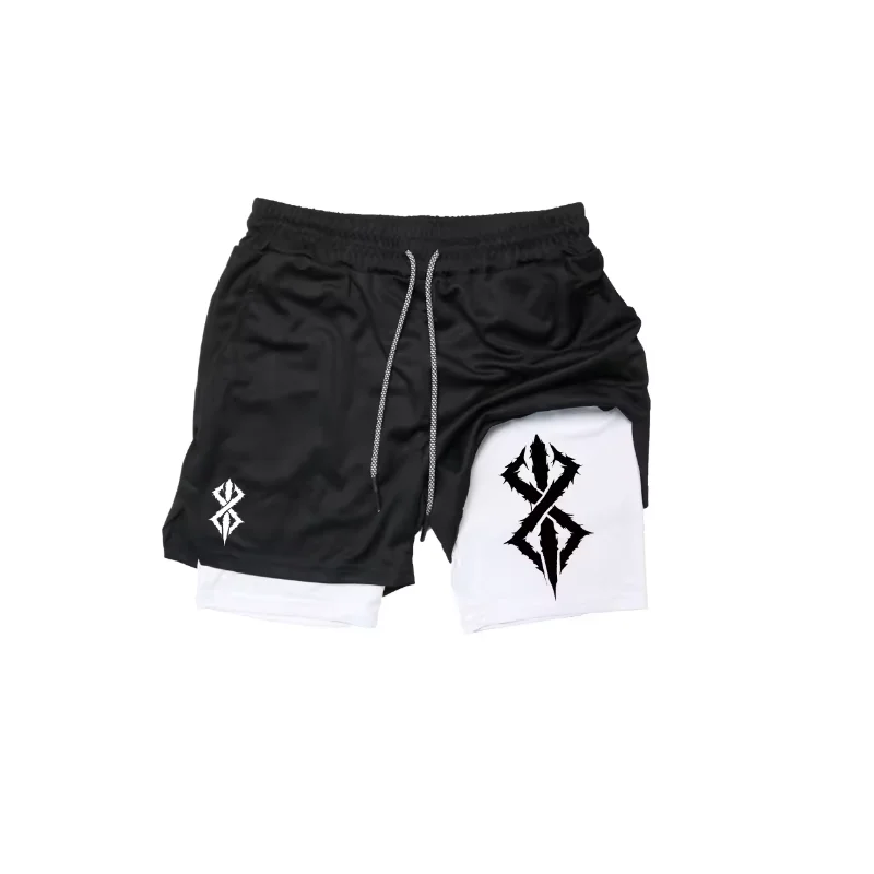 Quick drying, breathable, gym, training, running, casual, performance, pocket print, 2-in-1, summer men's sports shorts M-3XL