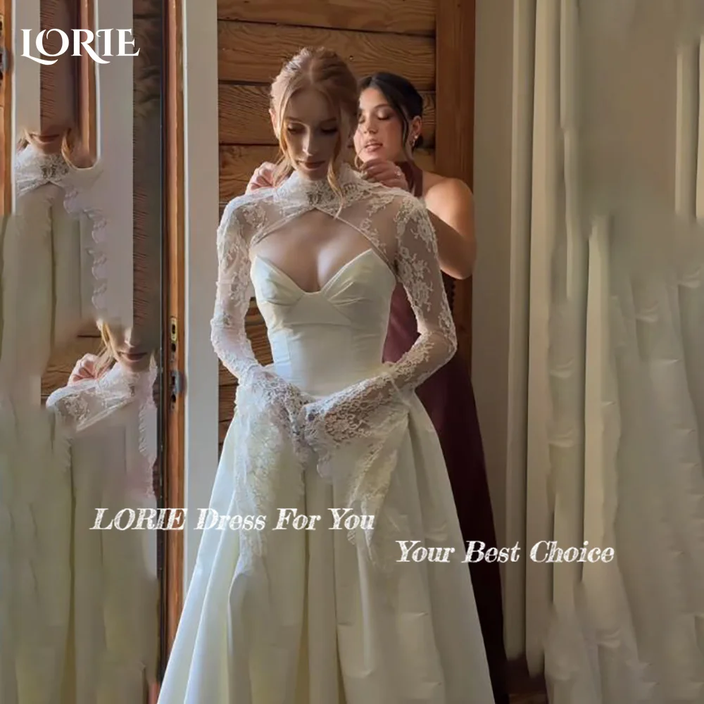 LORIE Off Shoulder Lace Mermaid Wedding Dresses Arabia Appliques A-Line Long Sleeve Bridal Gown Princess Bride Dress Customized
