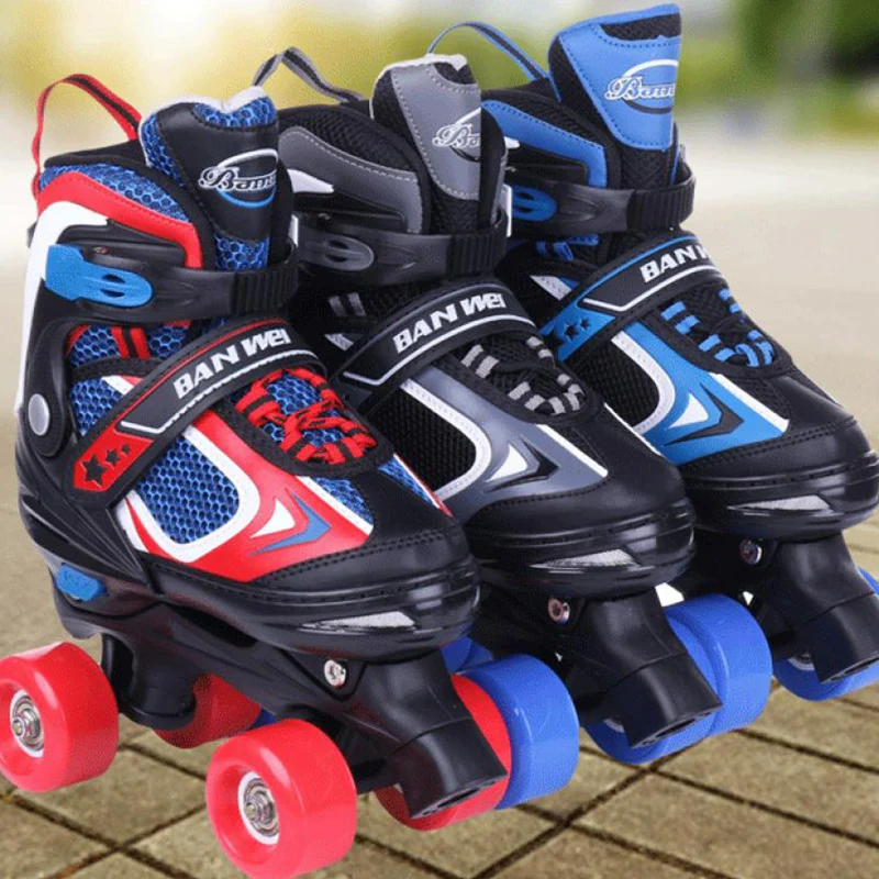 Adjustable Inline Roller Skate Shoes Flashing Wheels Double Row 4-Wheel Skates 2 In 1 Professional For Adult Teenager Kids Gift