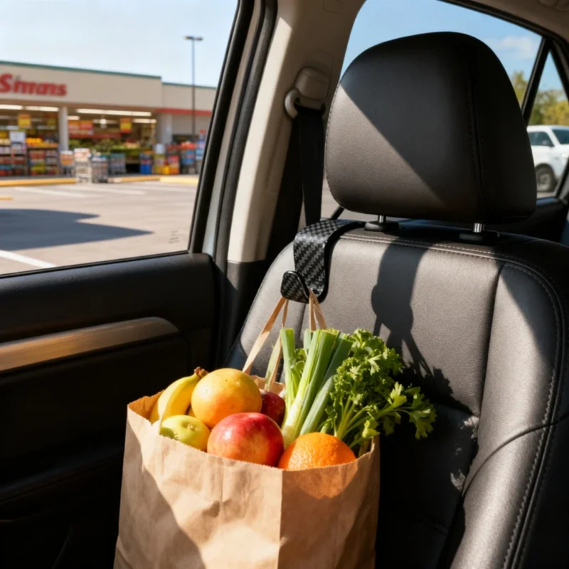 4Pcs Car Seat Hooks Simple Portable Storage Hooks High Quality Carbon Fiber Material Car Storage Hook Do Not Take Up Space