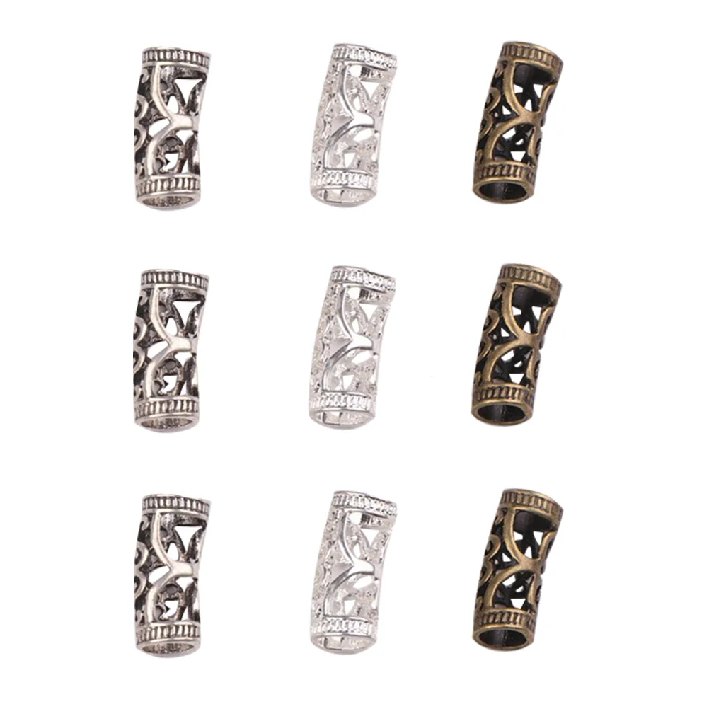 45pcs Metal Alloy Hollow Out Tube Beads Barrel Spacer Beads Findings for DIY Jewelry Making (Random Color)