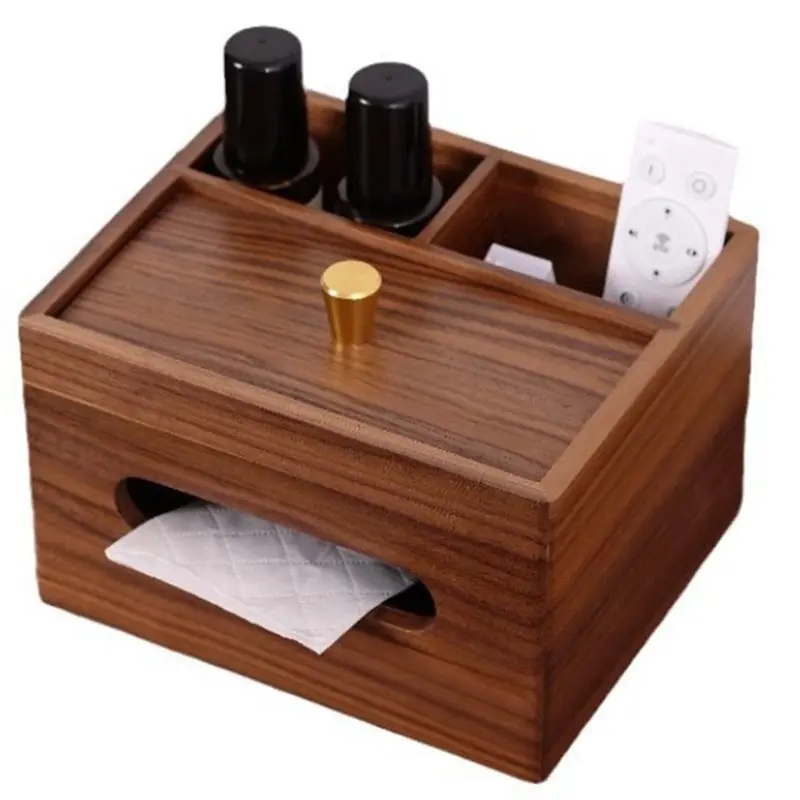 

SEWS-Wooden Desk Storage Box For Stationery Remote Control Wood Tissue Box Household Living Room Coffee Table