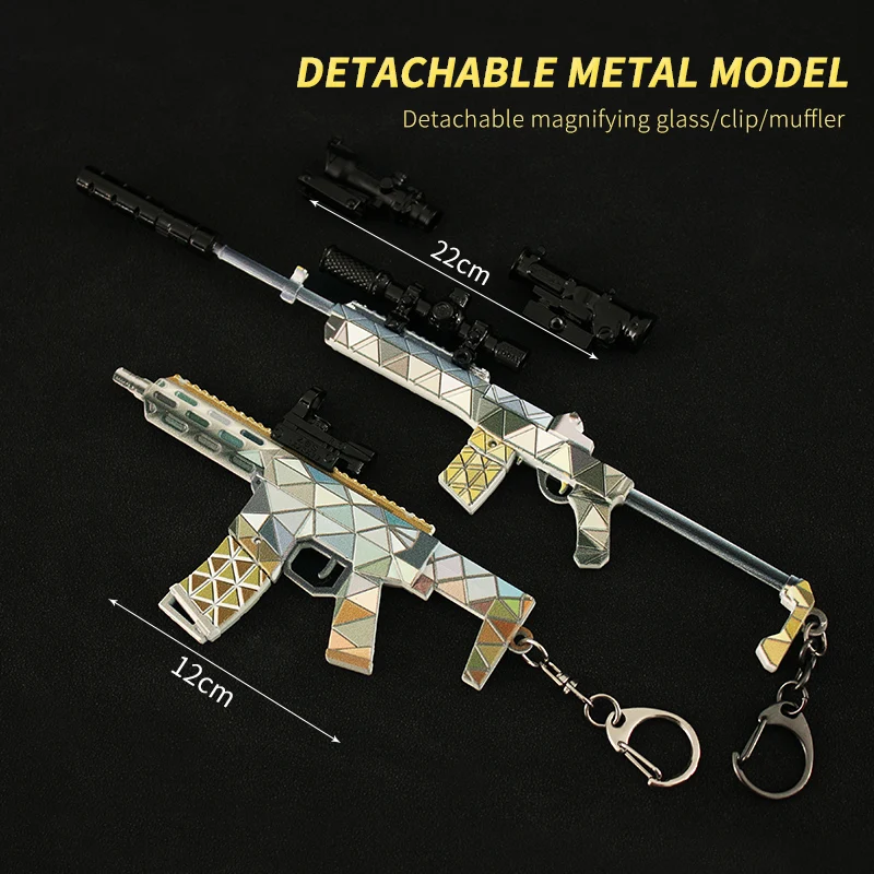 Pubg Wapen Model Combat Metal Gun 22Cm Mini14 Legering Sleutelhanger Speelgoed Geweren Armen 98K Ak47 M24 Game Perifere Jongens Festival Cadeau