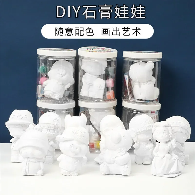 NEW Children's DIY plaster doll white embryo, barrel painted graffiti colored toy wholesale supply Plaster Hand Painted Plaster