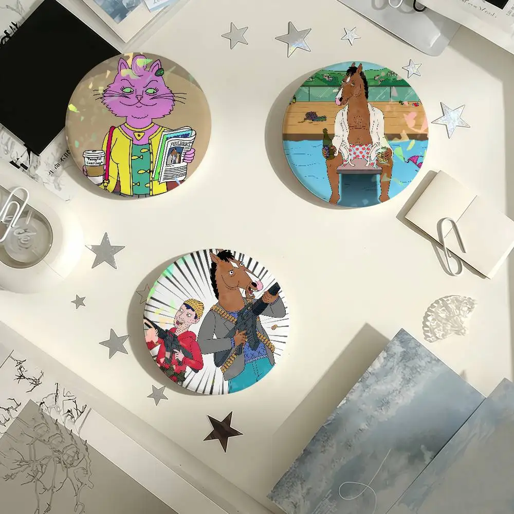 Cartoon B-BoJack H-Horseman Laser Badge Pins Handmade Brooches for Backpack Gifts Bag Decor Fans Collect