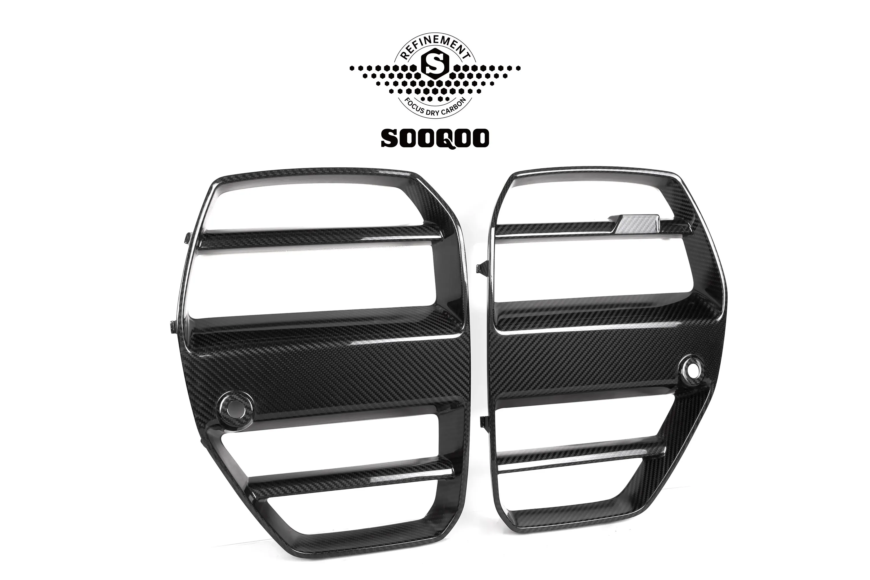 SOOQOO high quality Dry carbon ST style front bumper grille M3 M4 G80 G81 G82 G83 radiator bumper grill for BMW M3 M4  ST grille