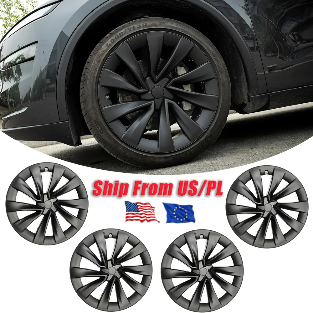

YIKUN 4PCS Wheel Cover 20 Inch for Tesla Model Y Juniper 2025 Performance Tire Hubcaps MY Helix 2.0 Full Rim Matte black