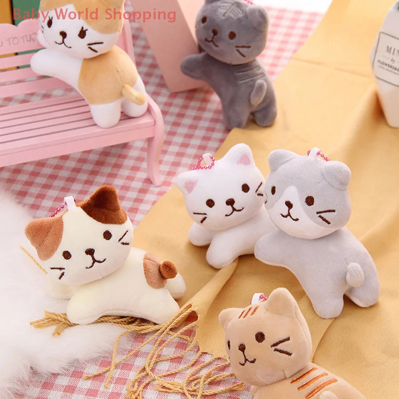 1Pcs 10cm Lovely Cartoon Animal Kitten Plush Toy Soft Stuffed Small Doll Key Ring Backpack Pendant Christmas Children's Gift
