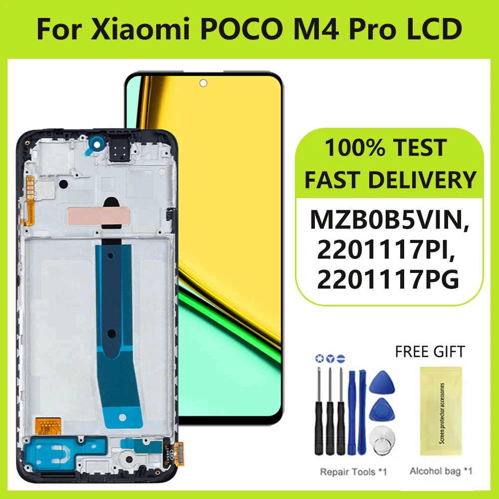 Super AMOLED Display MZB0B5VIN 2201117PI 2201117PG LCD For Xiaomi Poco M4 Pro 4G LCD Touch Screen Digitizer Assembly