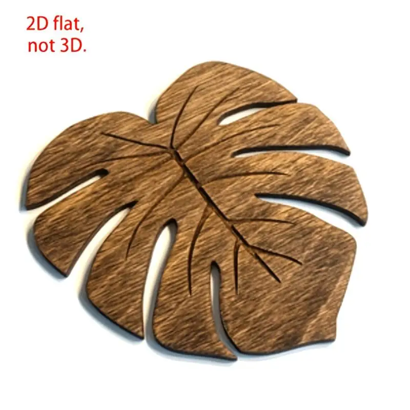 2D Flat Printed 6PCS Monstera Natural Wood Coasters Anti Slip Heat Resistant Table Mats Perfect Christmas Thanksgiving Gift