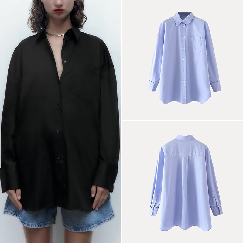 

Casual Loose Women's irt Versatile Daily Wear Summer 2025 New Sle Z Polyester Fiber Long Sve Collar Pure Color
