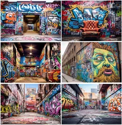 Graffiti Art Street Brick Wall Photography Backdrops Hip Pop Wall Decoration Backgrounds Retro Kids Adult Portrait Studio Photo